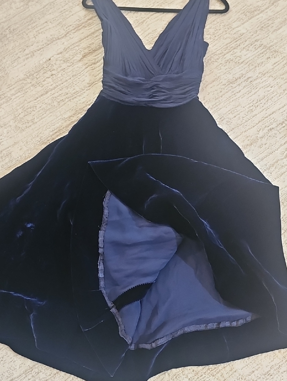 Vintage 50s Blue Velvet And Silk Chiffon Formal Dress M